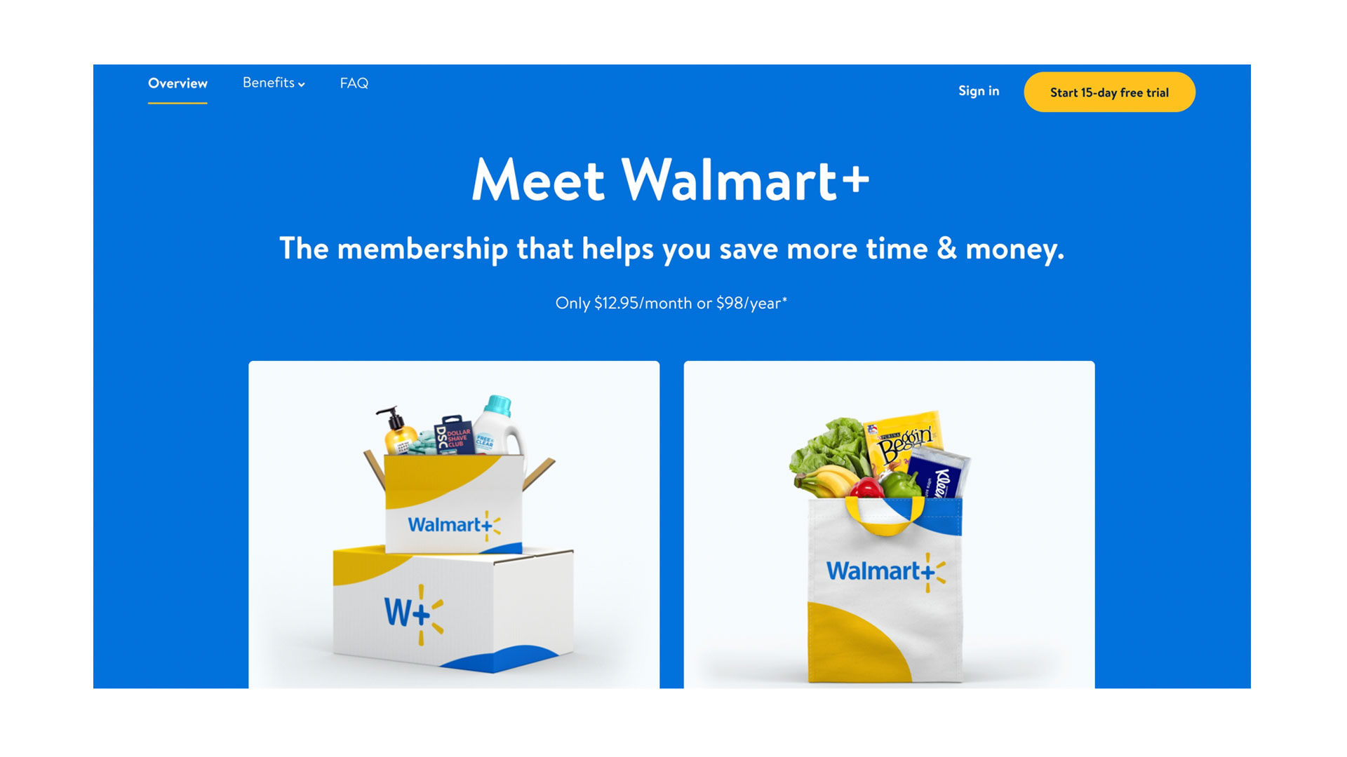 Test de Walmart Grocery: L'image montre les avantages de Walmart +.