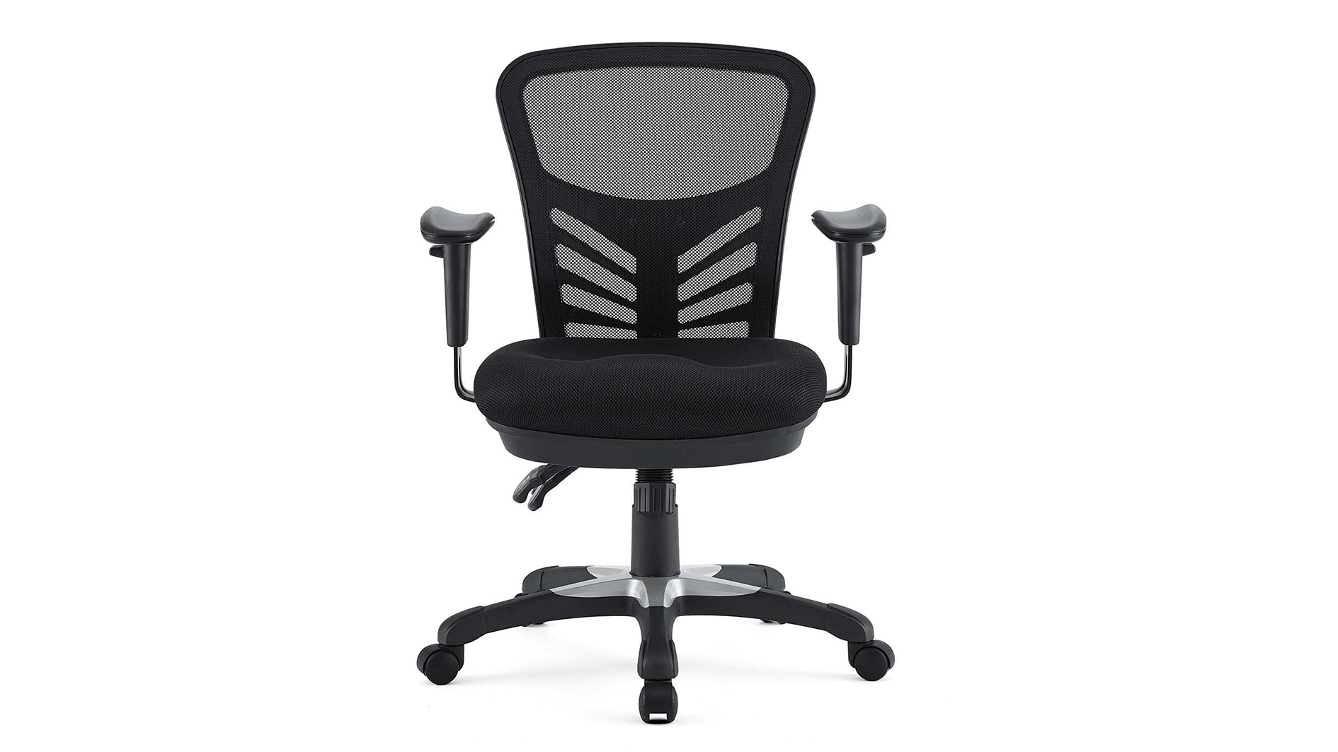 Test de la chaise de bureau ergonomique en maille Modway Articulate : la chaise se caractérise par l'avant en noir